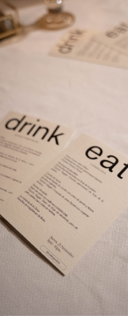 Drink eat menu